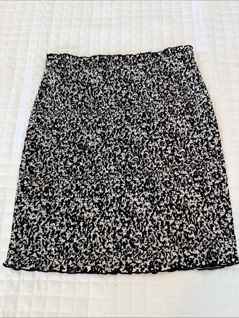 Bar III Black and White Smocked Pencil Skirt